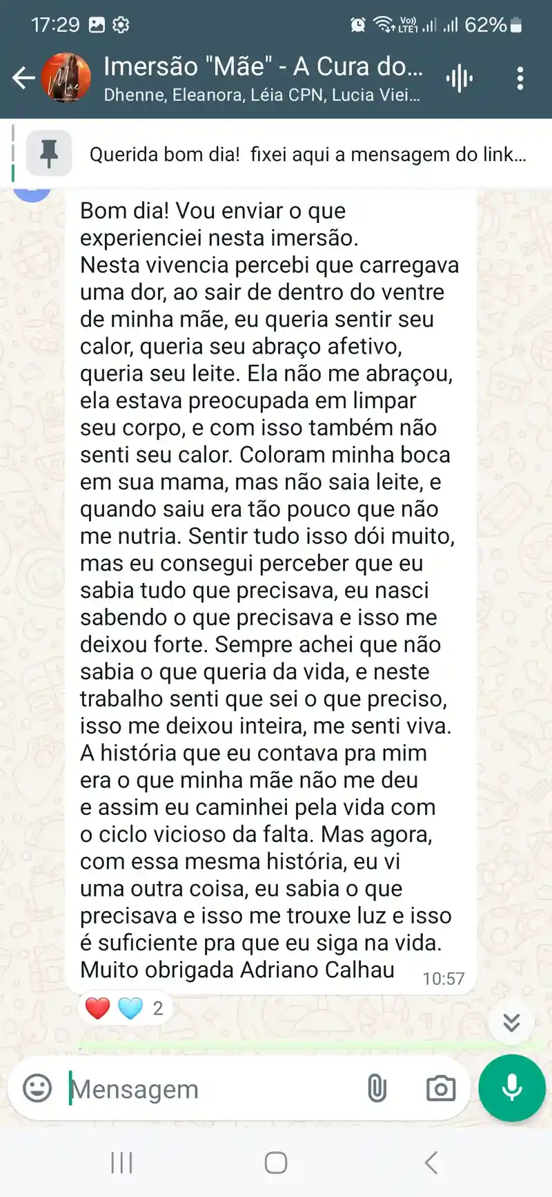 Depoimento participante